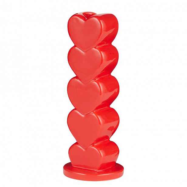 Butlers HEARTS Svícen na dlouhou svíčku 19 cm - čevená