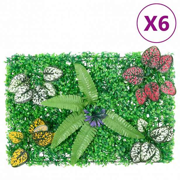 vidaXL Umělý plot s rostlinami 6 ks zelený 40 x 60 cm