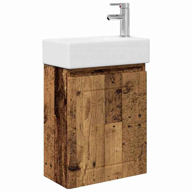vidaXL Koupelnová skříňka s baterií Staré dřevo 45,5 x 25,5 x 84 cm