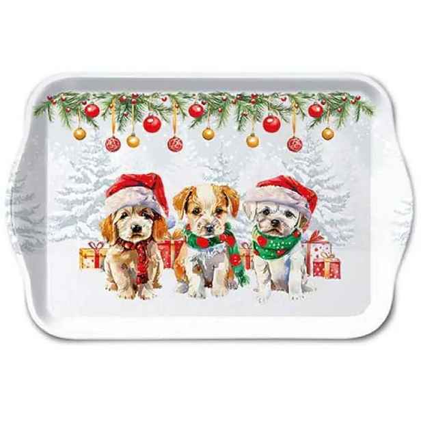 Bílý melaminový tácek s pejsky Cute Puppies - 13*21 cm Ostatní