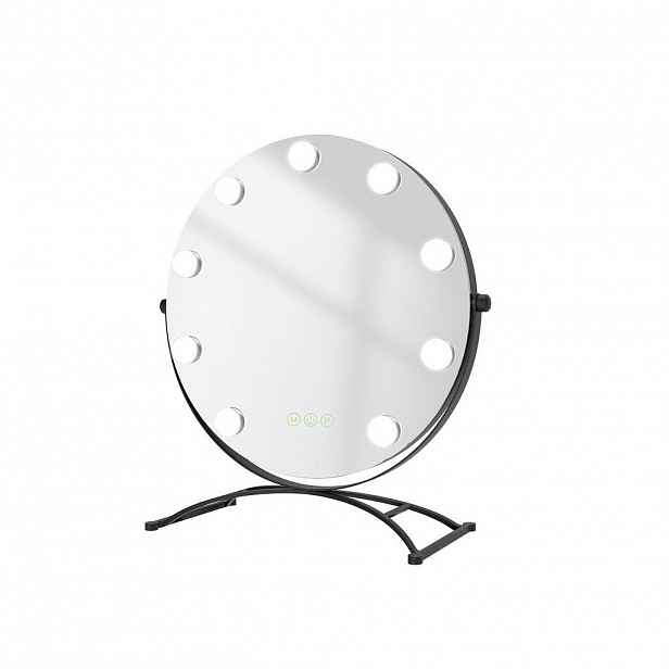 EMKE KULATÉ KOSMETICKÉ ZRCADLO s osvětlením, černé, Ø 40 cm