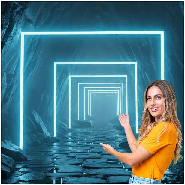 Fototapeta 3D Tunel Chodba Osvětlená skalní jeskyně 392x260 TUN05F