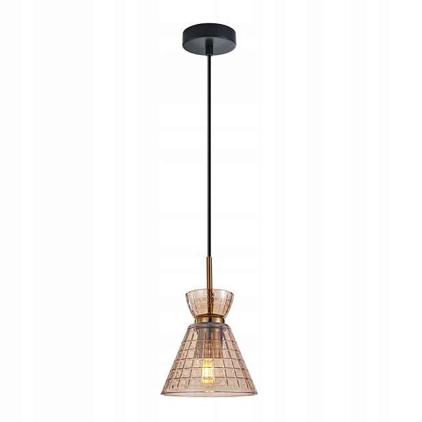 Italux Balme závěsná lampa loft černá jantarová E27 40W