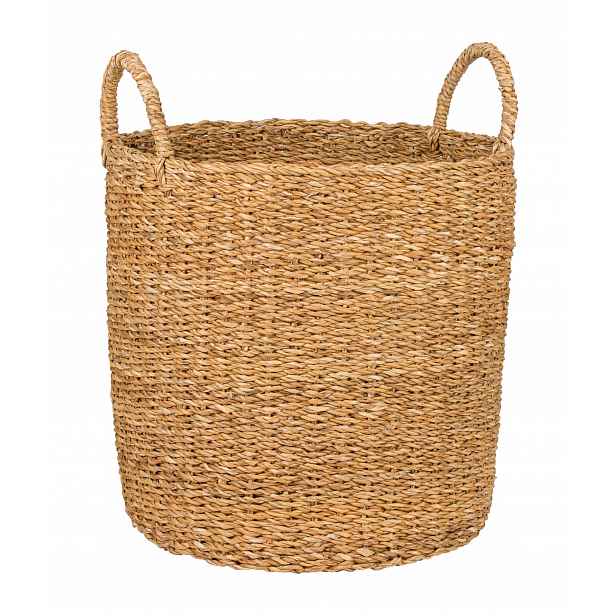 Kulatý Vysoký Košík Z Mořské Trávy S Úchyty 35x35x35/44 cm CON-4163.L