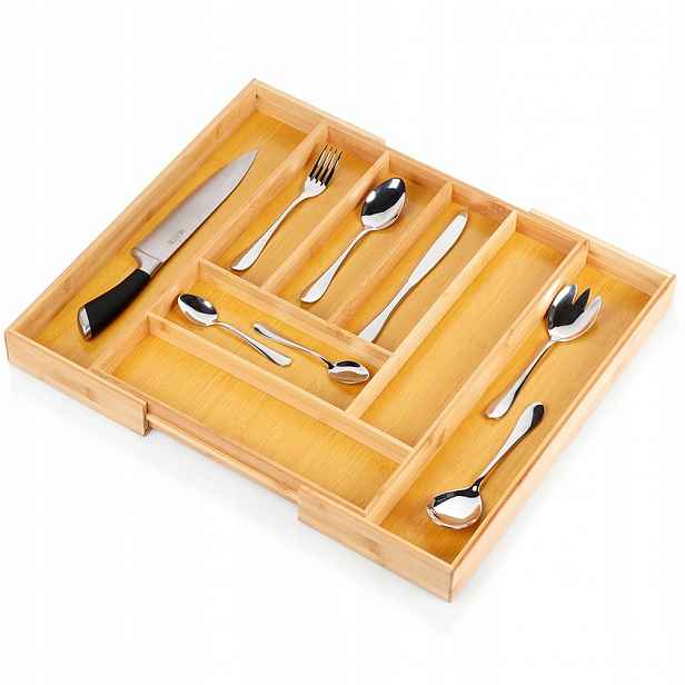 Organizér na příbory do zásuvky vysouvací bambusová 35,5-54,5 x 45,5 cm