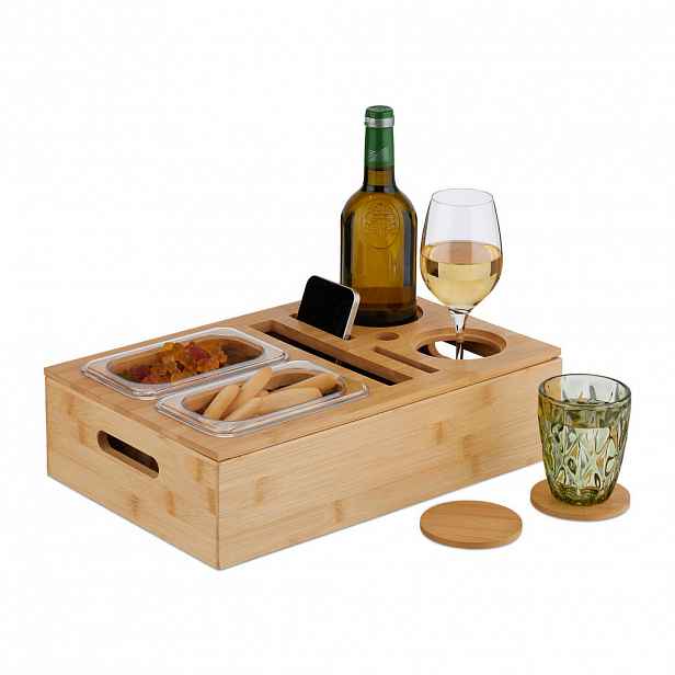 Relaxdays ORGANIZÉR Přírodní Transparentní bambus 2-misky 40x26 cm