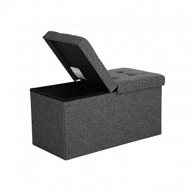 Taburet s odklápěcím víkem OTTOMAN 76x38 cm, tmavě šedý