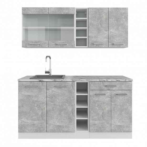Vicco JEDNOTKOVÁ KUCHYNĚ R-Line Beton/bílá 160 cm bez pracovní desky