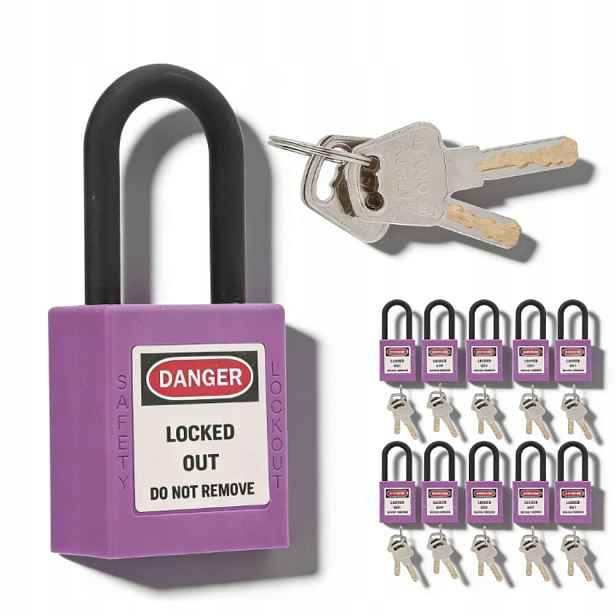 Visací Zámek Loto Lockout Ochrana Práce 38MM Fialový 10 Ks
