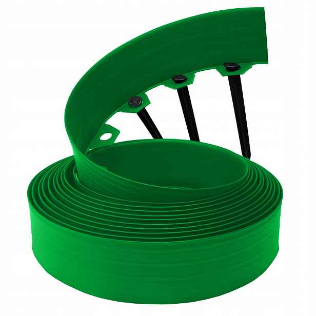 Zahradní Lem 20 m zelený, výška 8 cm, trávníkový plast kotvy