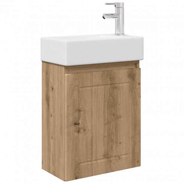 vidaXL Koupelnová skříňka s baterií Dub artisan 45,5 x 25,5 x 84 cm