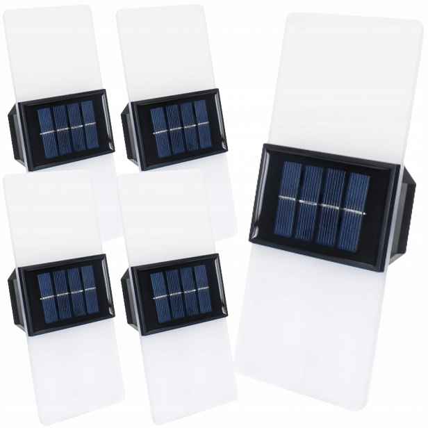 5 x Nástěnná lampa Solární Zahradní Terasová Led Akryl IP65 Hora Dolní Senzor