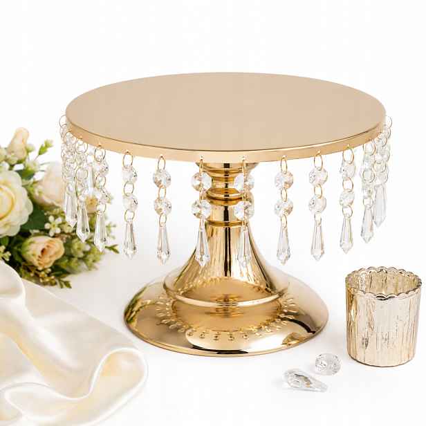 Podnos zlatá servírovací miska glamour podstava 25 cm
