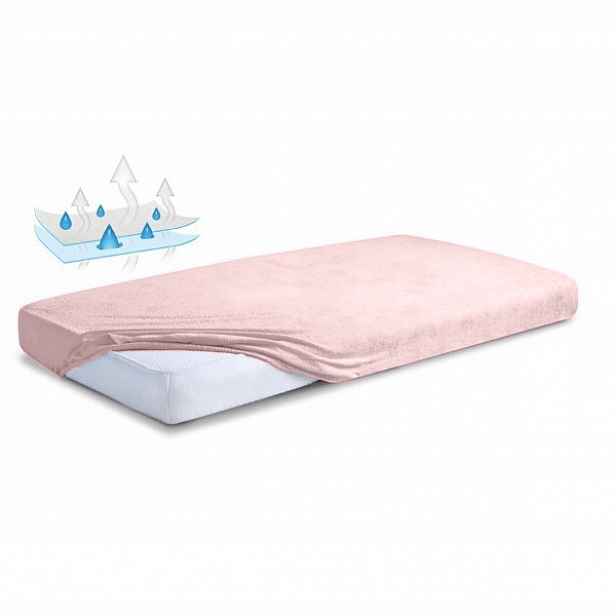 Prostěradlo s gumou 160x200x20 froté růžové nepromokavé