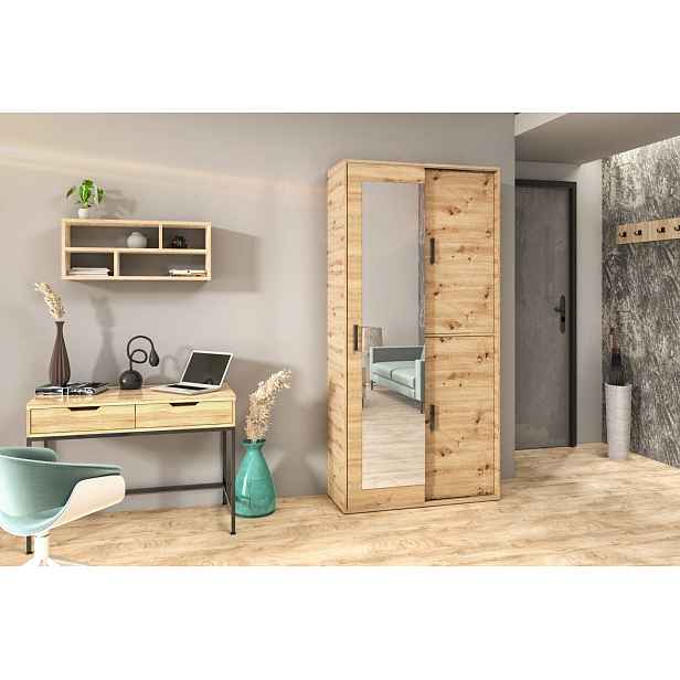 Šatní skříň se zrcadlem 100 cm AUREVIA - dub artisan