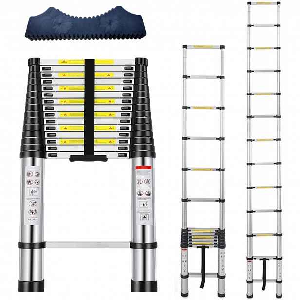 Teleskopické schůdky 16 stupňů, přídavné, skládací, protiskluzové, 6,3 m