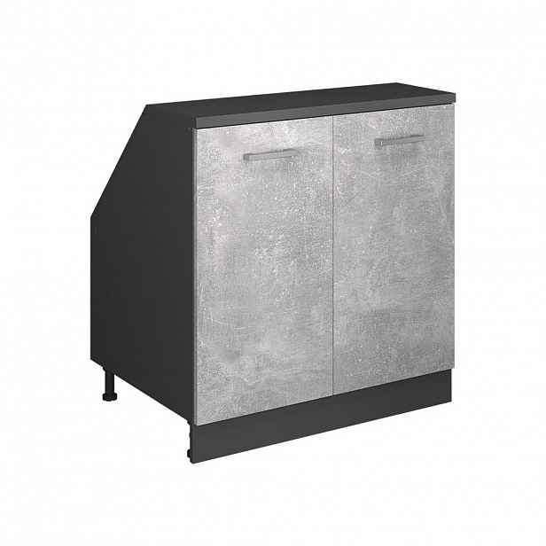 Vicco KUCHYŇSKÁ SKŘÍŇKA POD ŠIKMOU STŘECHU R-Line Beton 80 cm se 2 dveřmi, korpus skříně hloubka 60 cm