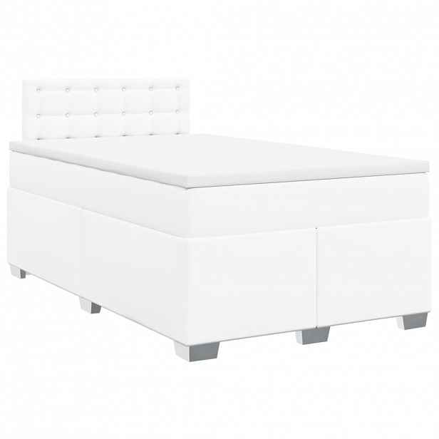 vidaXL Box spring postel s matrací bílá 120x200 cm umělá kůže