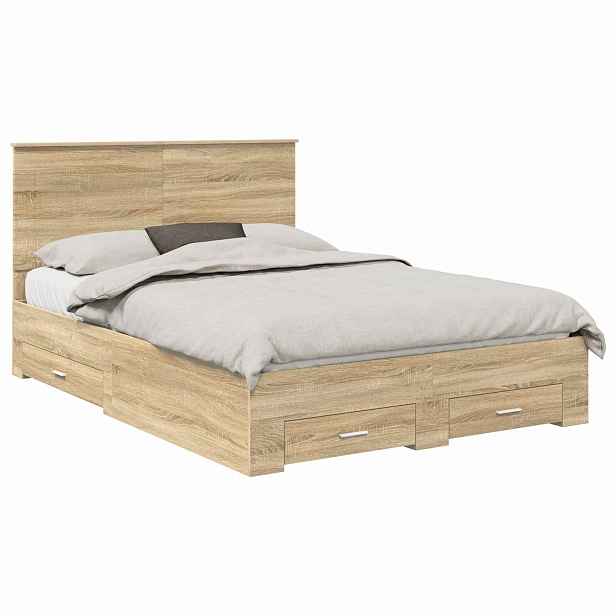 vidaXL Rám postele s čelo Sonoma dub 150 x 200 cm Kompozitní dřevo