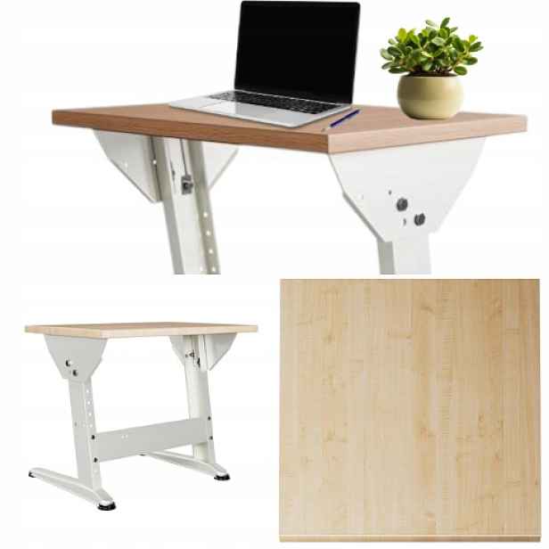 Regulovatelný psací stůl 69 x 50 cm ergonomický javorový rám, bílá barva