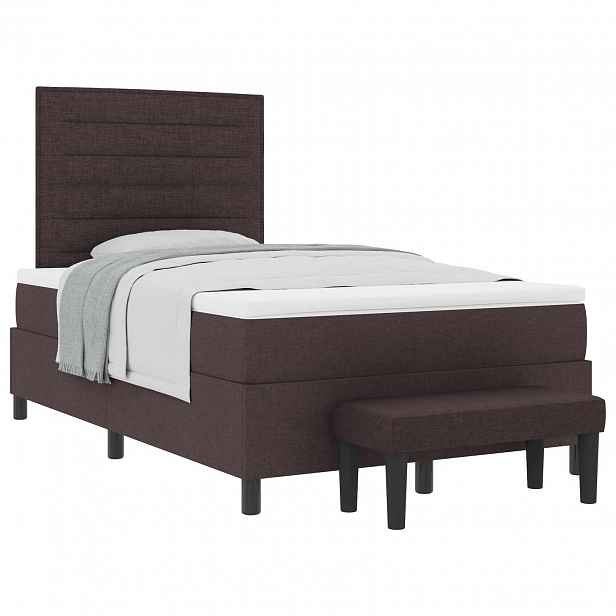 vidaXL Postel s boxspringem s čelo Tmavě hnědá 120 x 190 cm textil