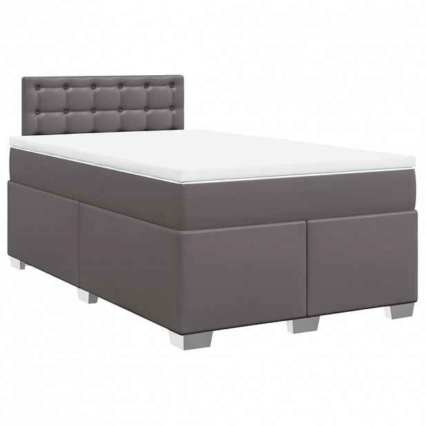 vidaXL Box spring postel s matrací šedá 120x200 cm umělá kůže