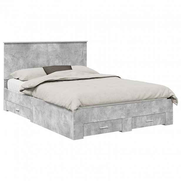 vidaXL Rám postele s čelo Betonově šedá 150 x 200 cm Kompozitní dřevo