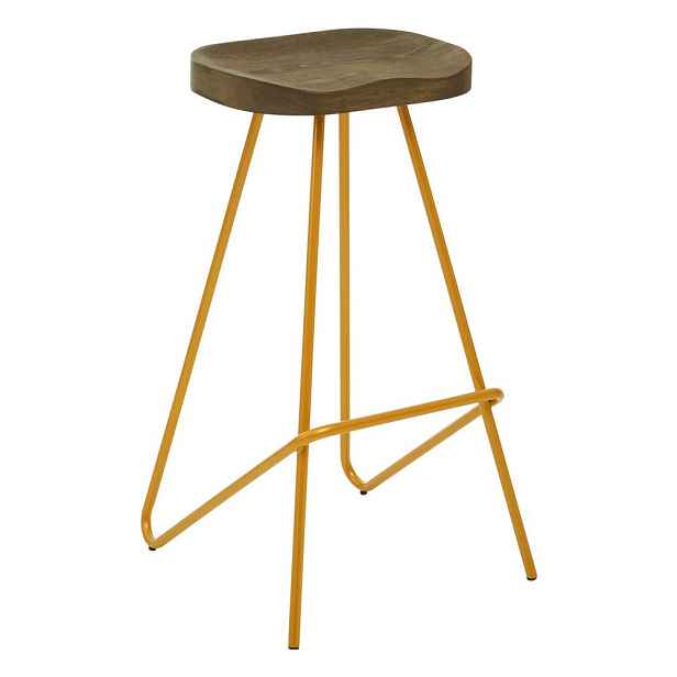 Barová stolička z jilmového dřeva ve zlaté barvě/v přírodní barvě (výška sedáku 78 cm) District – Premier Housewares
