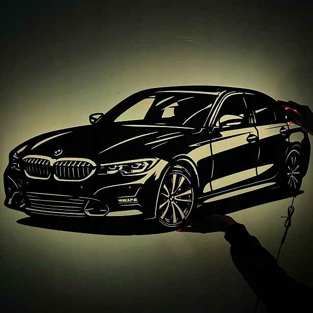 Bmw G20 2019 Noční Lampa Led Obraz Dřevěný 3D Dárek Rgb dálkové ovládání