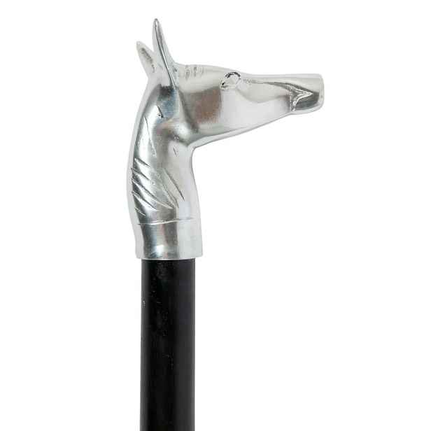 Černá dřevěná vycházková hůl s hlavou koně Horse - 98*5*9,5 cm Mars & More