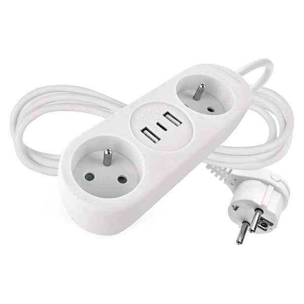 EMOS Prodlužovací kabel s 2 zásuvkami, 2 USB a USB-C Taylor 1,4 m bílý