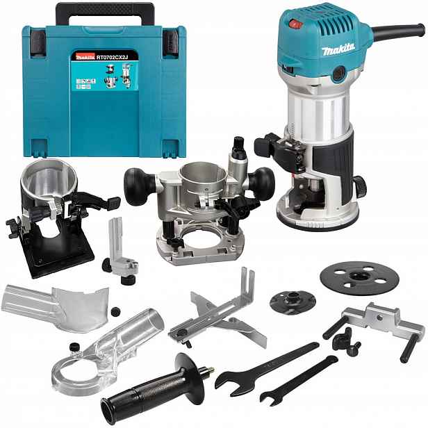Horní frézka Makita RT0702CX2J 710W 6/8 mm s regulací otáček kufru