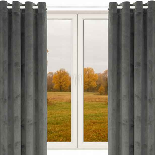 Velurové Záclony Na Průchodkách 140x230 Šedé 2 Kusy Silný Velur