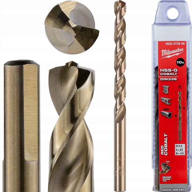 Vrtáky do kovu kobaltové 6,5 mm 10 Ks z nerezové oceli Milwaukee Cobalt