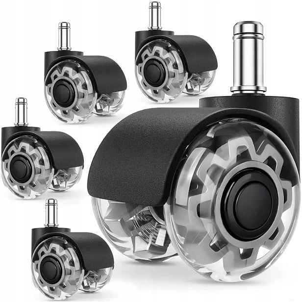 Sada 5 Tichých Pu Koleček Pro Kancelářské Židle 11X22MM 360* Parkety Koberec