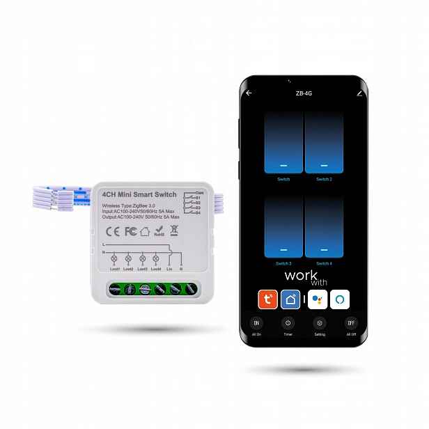 4-kanálový ovladač osvětlení Zigbee Tuya