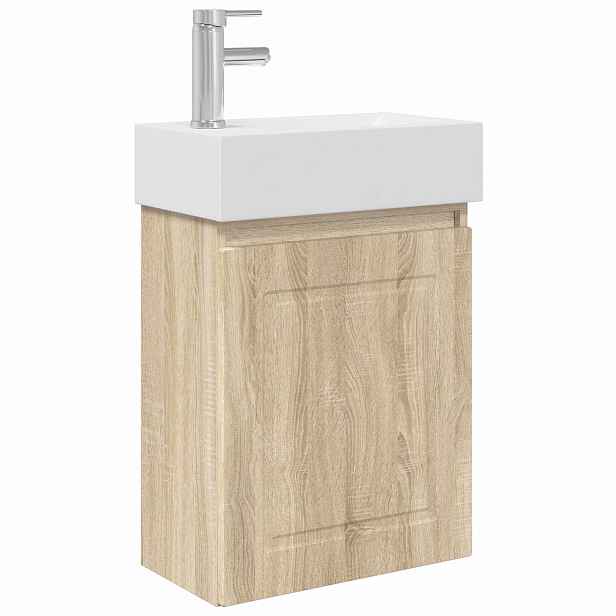 vidaXL Koupelnová skříňka s baterií Dub sonoma 45,5 x 22,5 x 84 cm