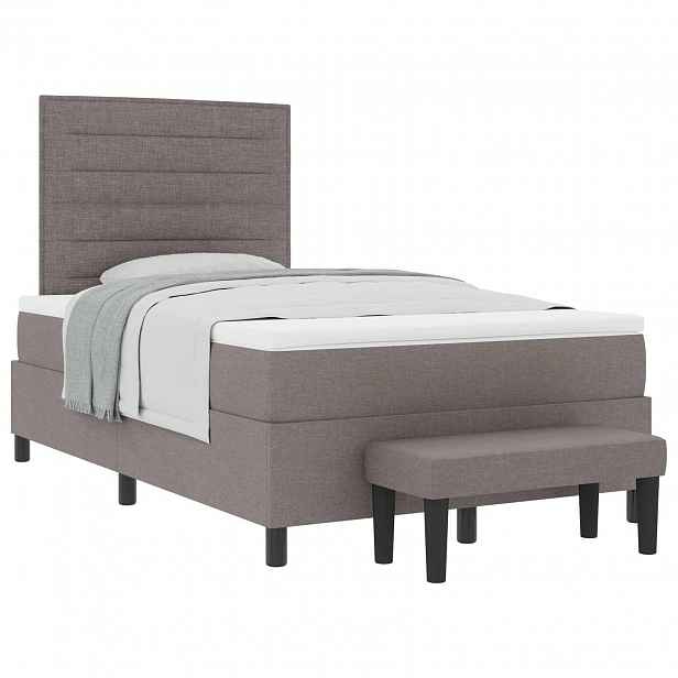 vidaXL Postel s boxspringem s čelo Taupe 120 x 190 cm textil