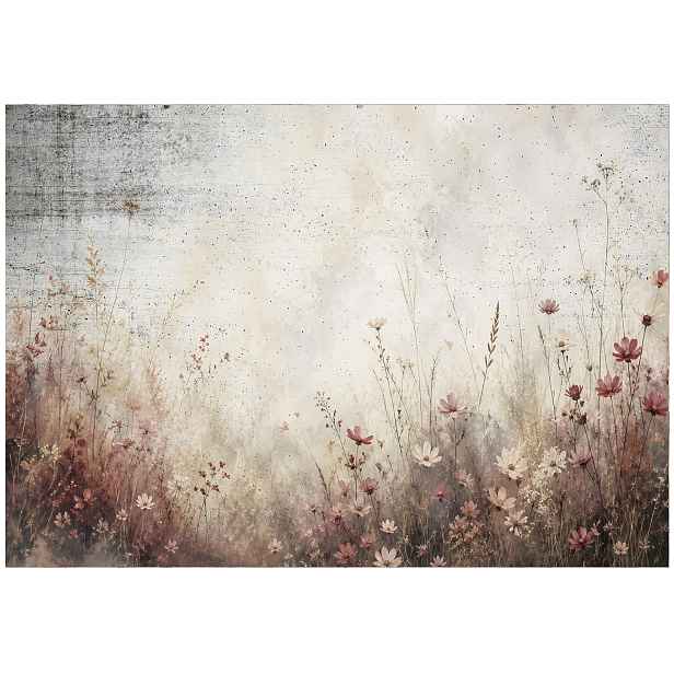 Fototapeta Polní Květiny Boho Louka Béžová Abstrakce Beton Pole 254x184