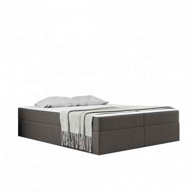 Kaiser Möbel KONTINENTÁLNÍ POSTEL s úložným prostorem, matrací a topperem Ruben Šedá 200x200 cm H2-Pocket