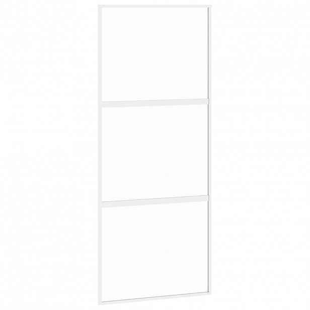 vidaXL Posuvné dveře bílé 90 x 205 cm tvrzené sklo a hliník