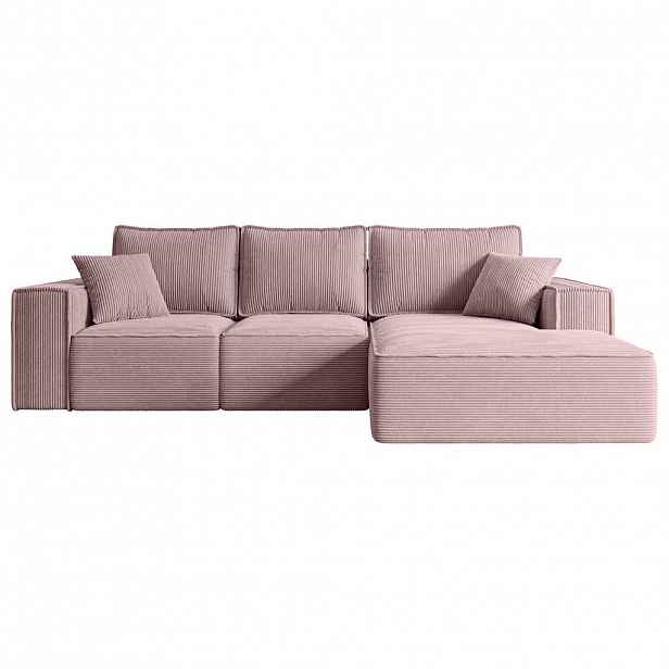 ALTDECOR ROHOVÁ SEDACÍ SOUPRAVA s funkcí lůžka a úložným prostorem SERRA-L-S – 266x161x87 cm, růžový manšestr