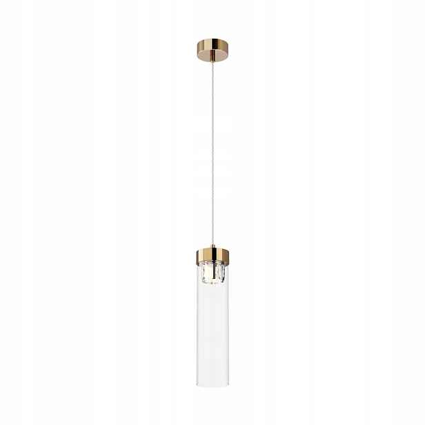 Závěsná bodová lampa zlatá skleněná tuba s krystaly nad stolem Zuma Line