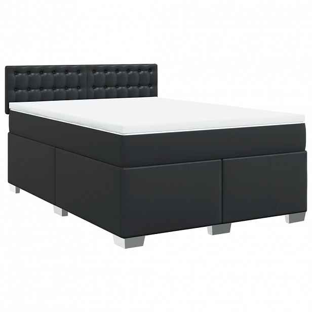vidaXL Box spring postel s matrací černá 140 x 190 cm umělá kůže