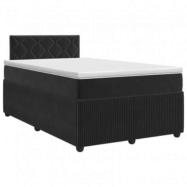 vidaXL Postel boxspring s matrací s čelo Černá 120 x 190 cm Samet