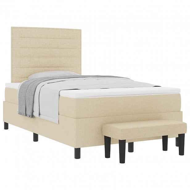 vidaXL Postel s boxspringem s čelo Krémová 120 x 190 cm textil