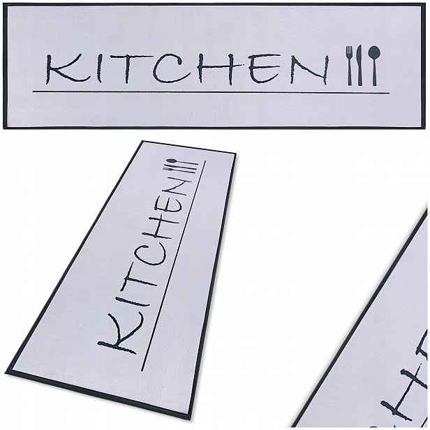 Běhoun Do Kuchyně Šedý 80x200 Koberec Kuchyňský Černý Kitchen Podgumovaný