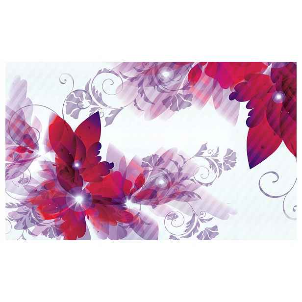 Flízovaná fototapeta Růžovo-fialové květy a ornamenty 200x140 lepidlo