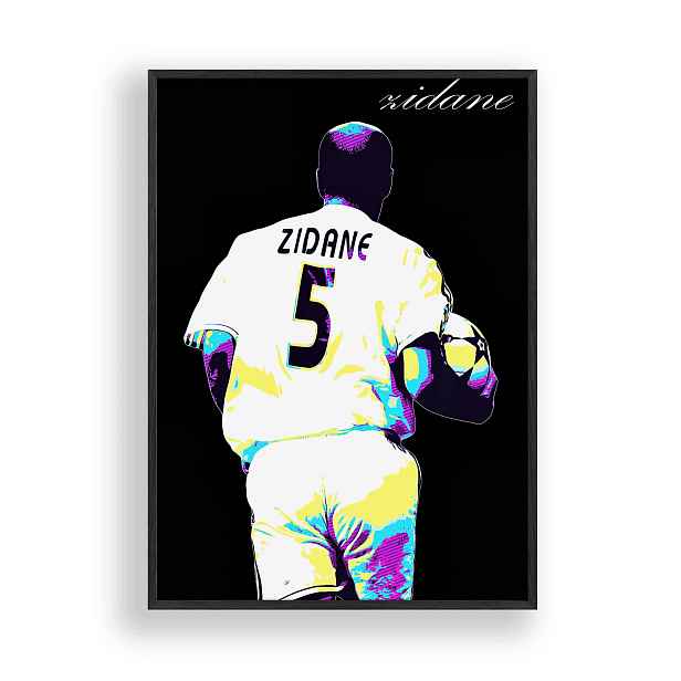 Obraz Zinedine Zidane Real Madrid Plakát Rámeček Dřevěný Černý 30x42 cm