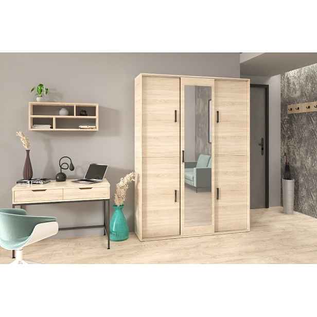Prostorná šatní skříň se zrcadlem 150 cm AUREVIA - dub sonoma